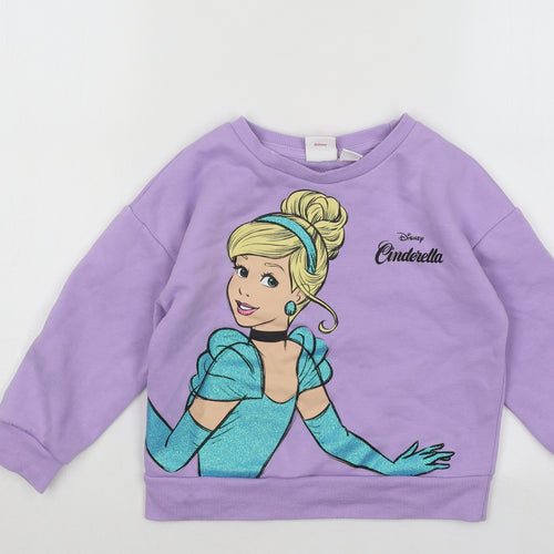 Primark Girls Purple Cotton Pullover Sweatshirt Size 3-4 Years Pullover - Disney Cinderella