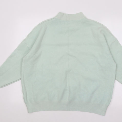 Mowey Womens Blue Mock Neck Viscose Pullover Jumper Size XL - Lips