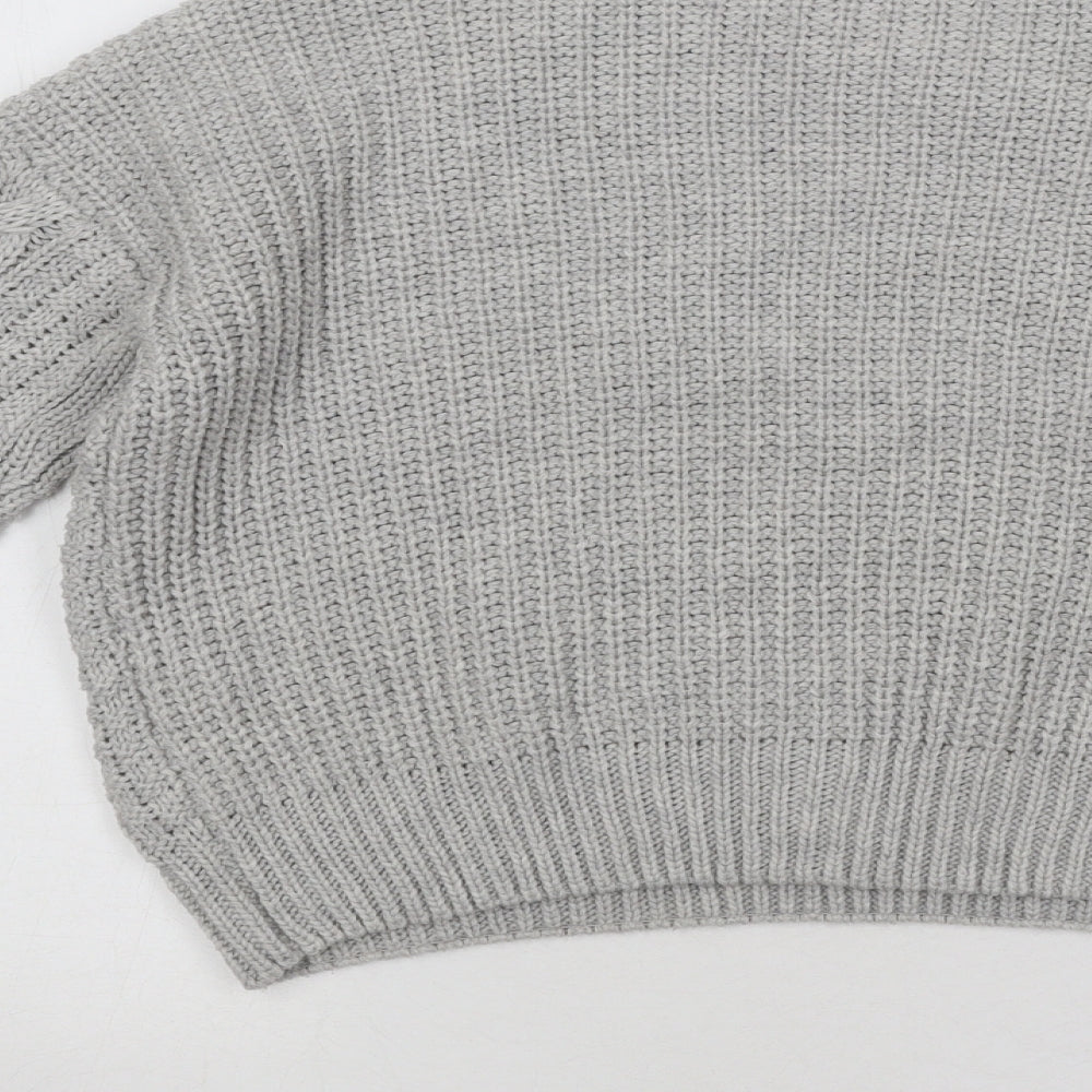 Atmosphere Womens Grey Round Neck Geometric Acrylic Pullover Jumper Size 6