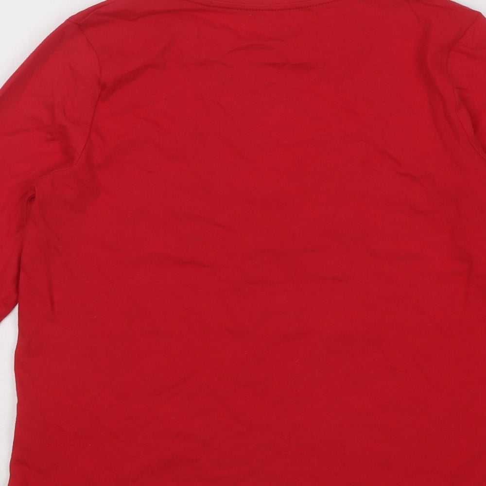 F&F Girls Red Cotton Basic T-Shirt Size 11-12 Years Round Neck Pullover - Team Rudolf