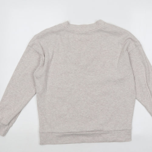 JEFF&CO Womens Beige V-Neck Polyester Pullover Jumper Size 10