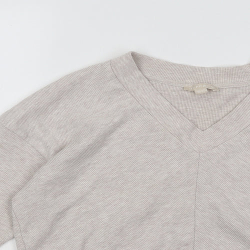 JEFF&CO Womens Beige V-Neck Polyester Pullover Jumper Size 10