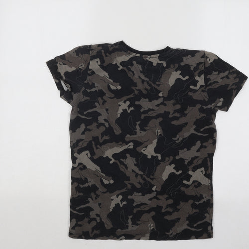 Primark Boys Black Camouflage Cotton Basic T-Shirt Size M Round Neck Pullover - Fortnite