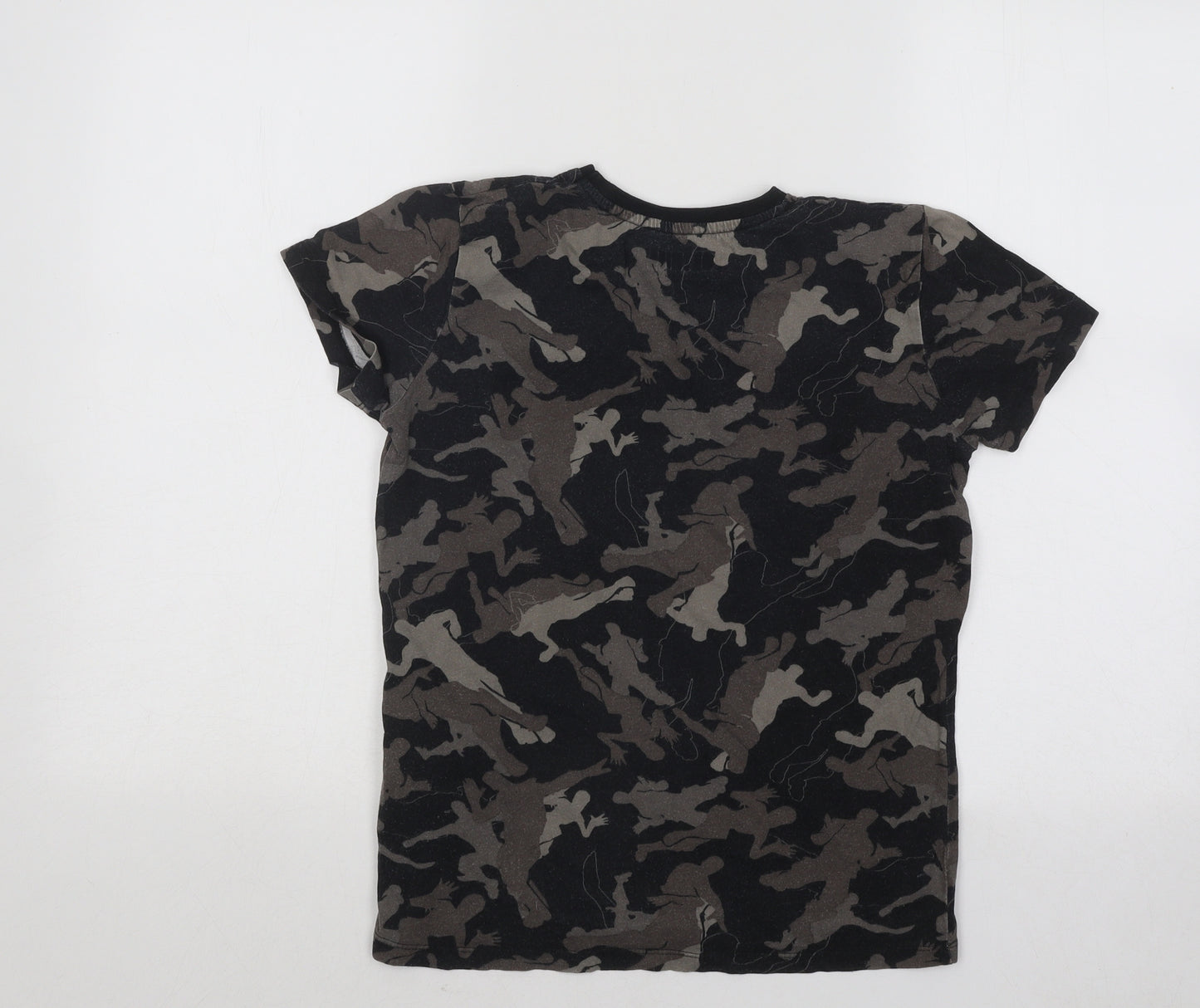 Primark Boys Black Camouflage Cotton Basic T-Shirt Size M Round Neck Pullover - Fortnite