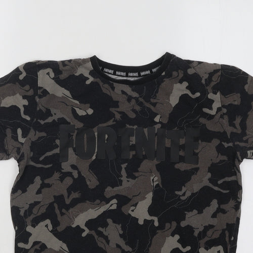 Primark Boys Black Camouflage Cotton Basic T-Shirt Size M Round Neck Pullover - Fortnite