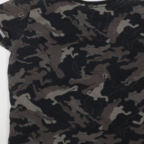 Primark Boys Black Camouflage Cotton Basic T-Shirt Size M Round Neck Pullover - Fortnite