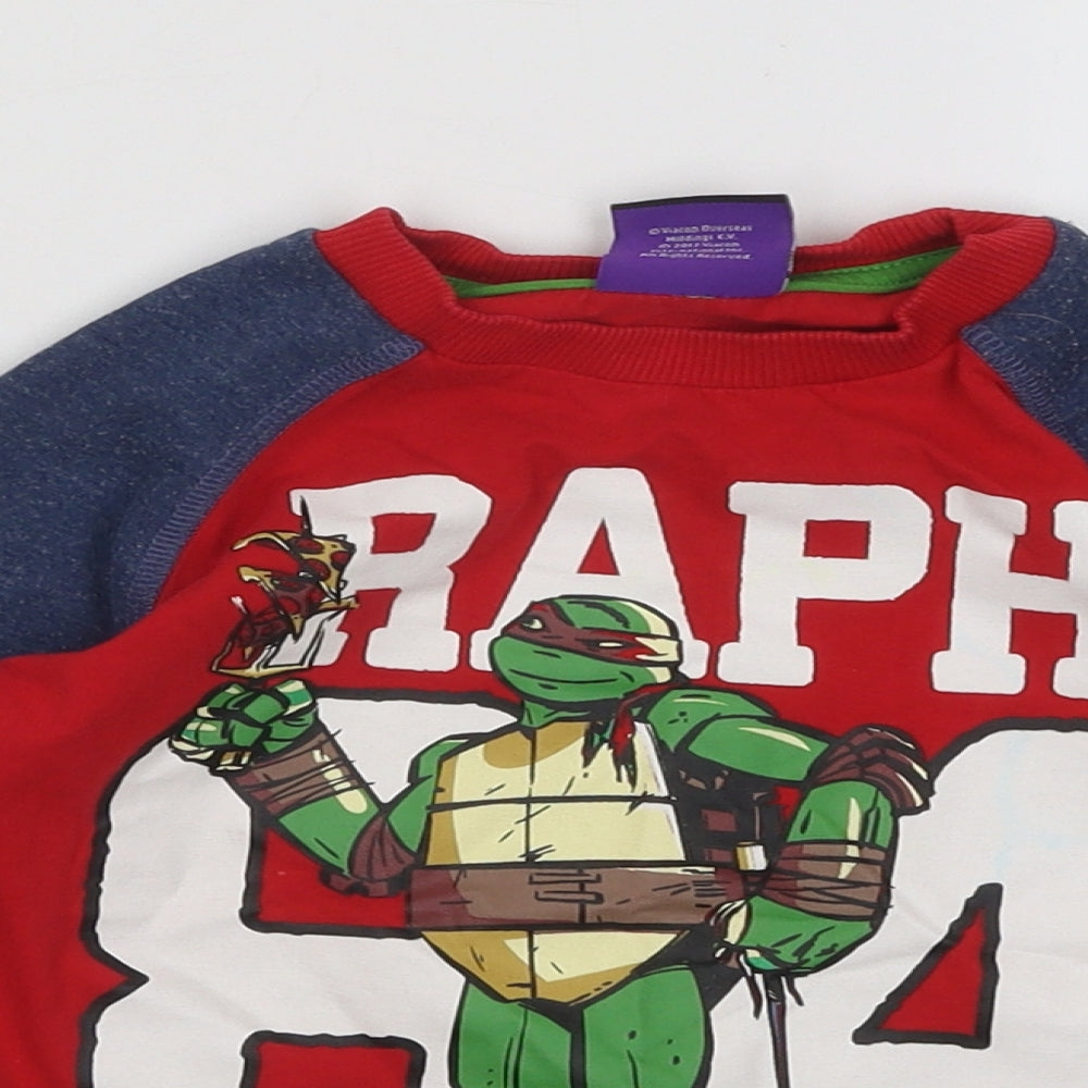 George Boys Red Cotton Basic T-Shirt Size 2-3 Years Round Neck Pullover - Teenage Mutant Ninja Turtles