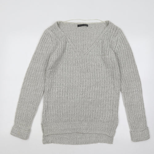 Atmosphere Womens Grey V-Neck Acrylic Pullover Jumper Size 10
