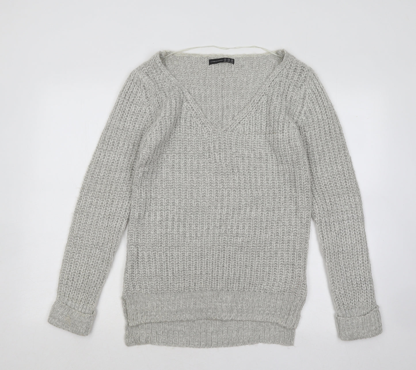 Atmosphere Womens Grey V-Neck Acrylic Pullover Jumper Size 10