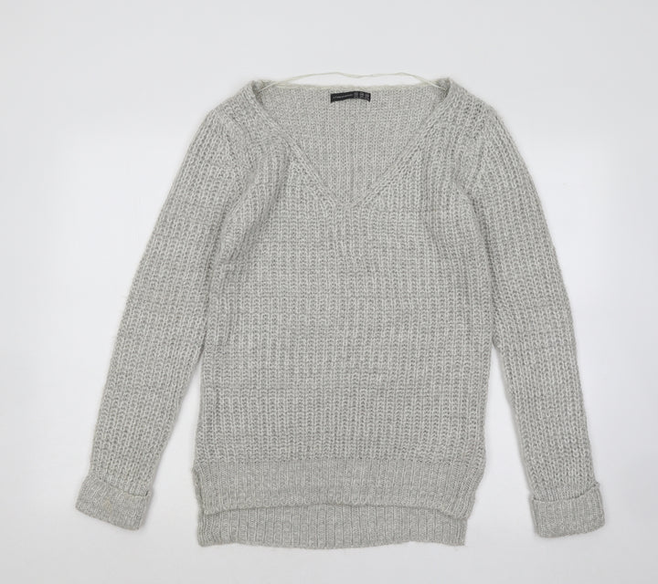 Atmosphere Womens Grey V-Neck Acrylic Pullover Jumper Size 10