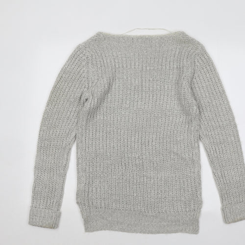 Atmosphere Womens Grey V-Neck Acrylic Pullover Jumper Size 10