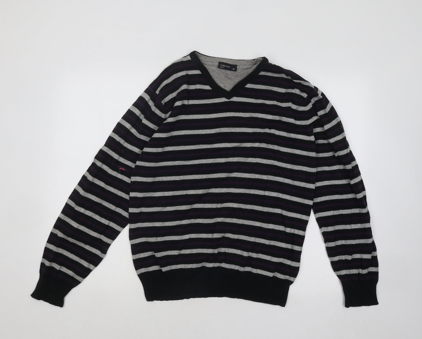 Cedar Wood State Mens Multicoloured Round Neck Striped Cotton Pullover Jumper Size M
