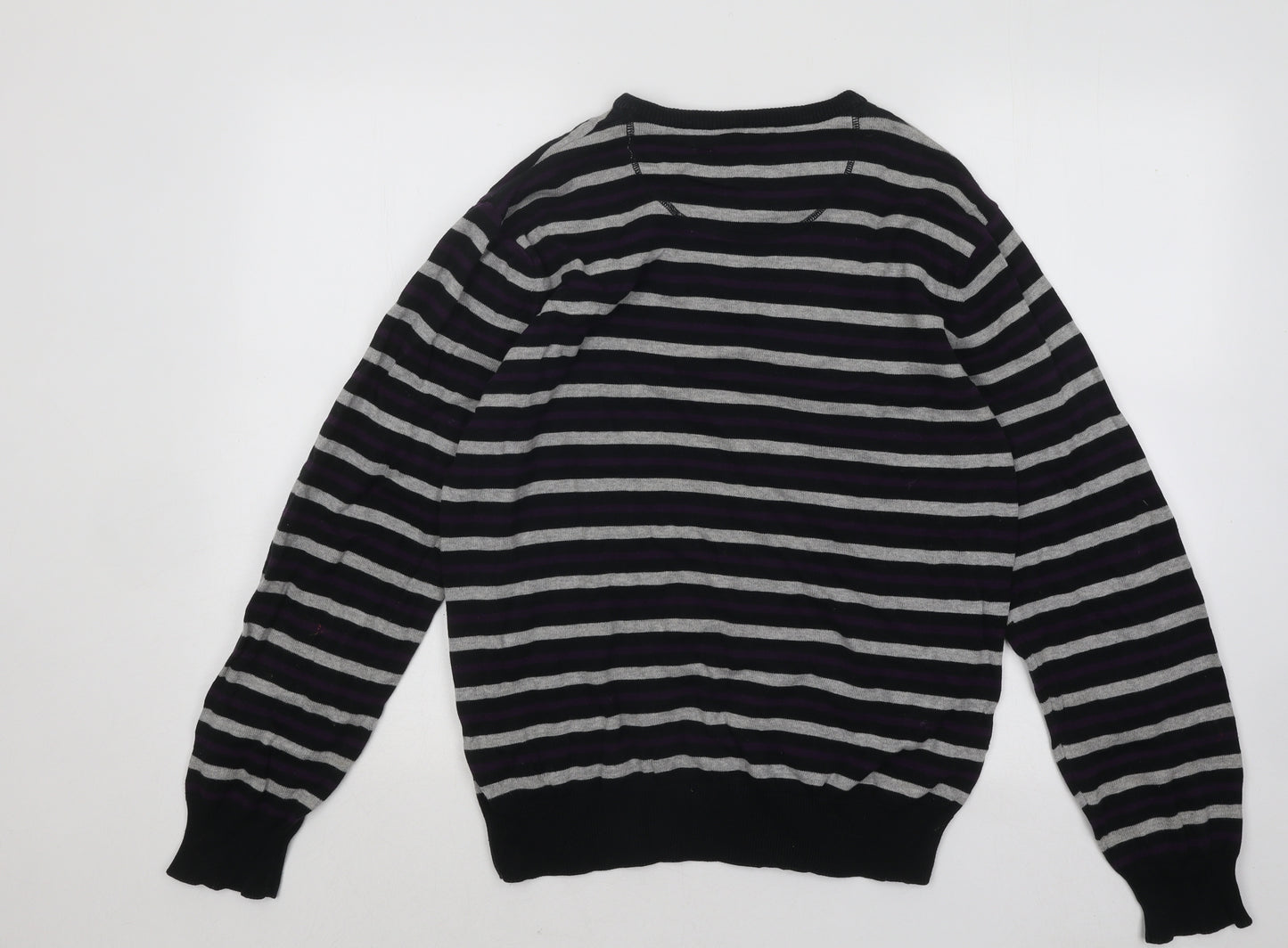 Cedar Wood State Mens Multicoloured Round Neck Striped Cotton Pullover Jumper Size M