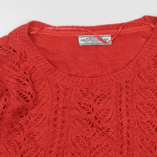 Atmosphere Womens Red Round Neck Acrylic Pullover Jumper Size 10