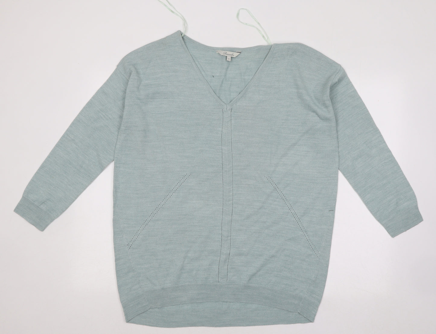 Peacocks Womens Blue V-Neck Acrylic Pullover Jumper Size 12