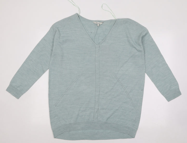 Peacocks Womens Blue V-Neck Acrylic Pullover Jumper Size 12