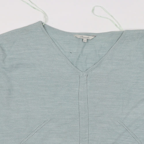 Peacocks Womens Blue V-Neck Acrylic Pullover Jumper Size 12