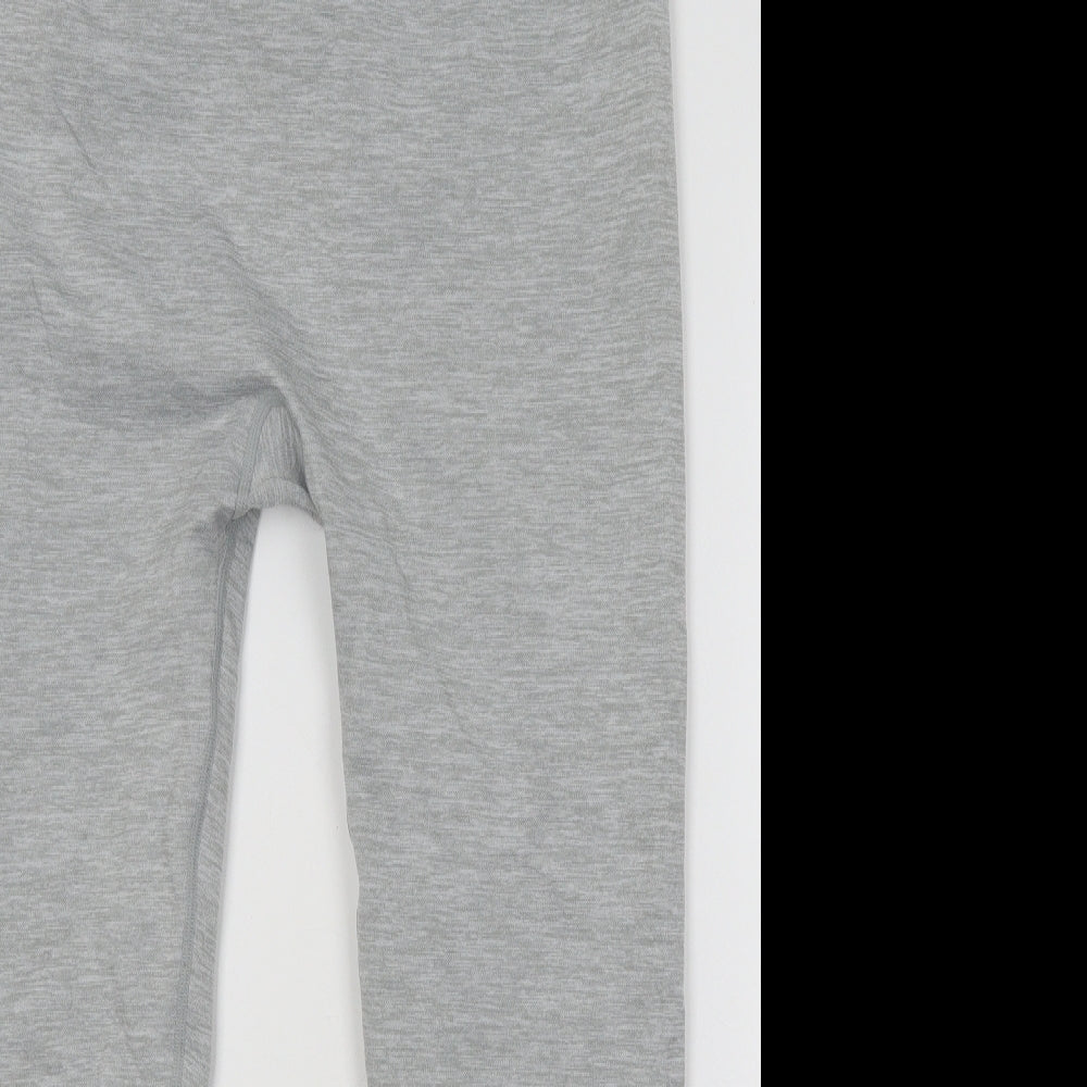 WORKOUT Womens Grey Polyester Compression Leggings Size 18 L24 in Regular Drawstring