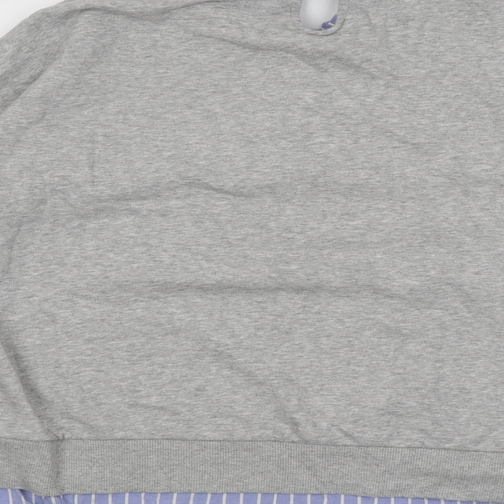 F&F Womens Grey Striped Cotton Pullover Sweatshirt Size 12 Button - Los Angeles