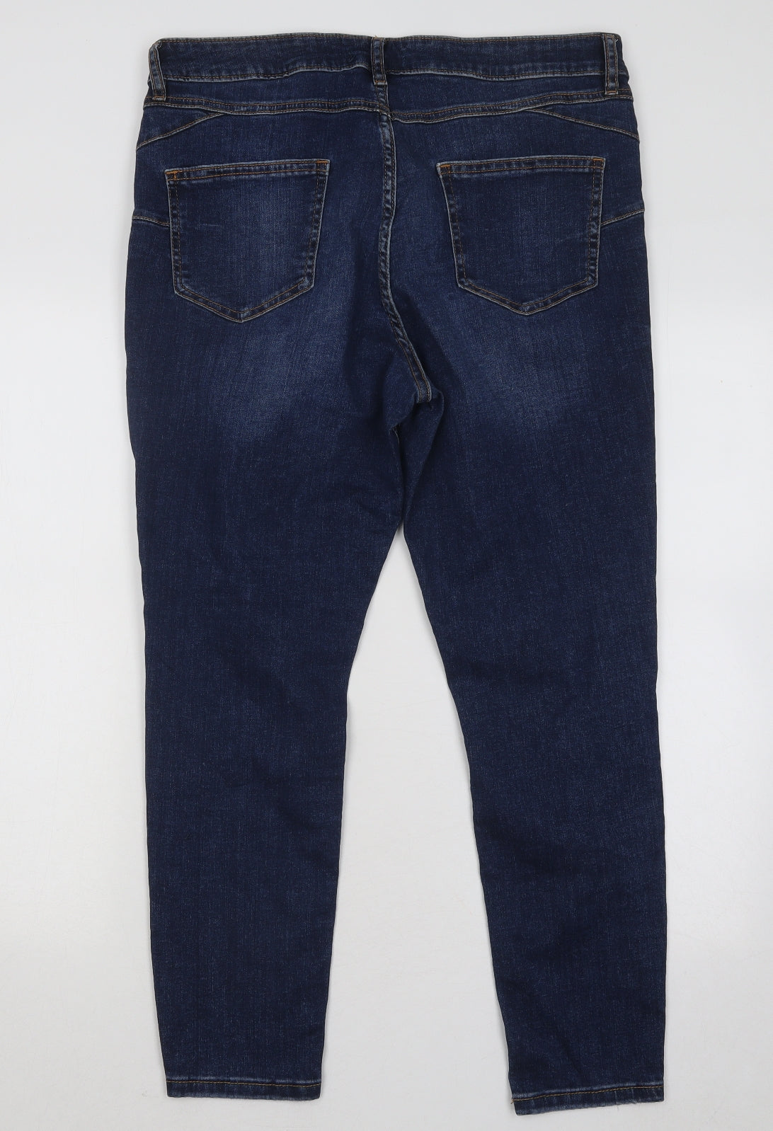 F&F Womens Blue Cotton Straight Jeans Size 16 L25 in Regular Button