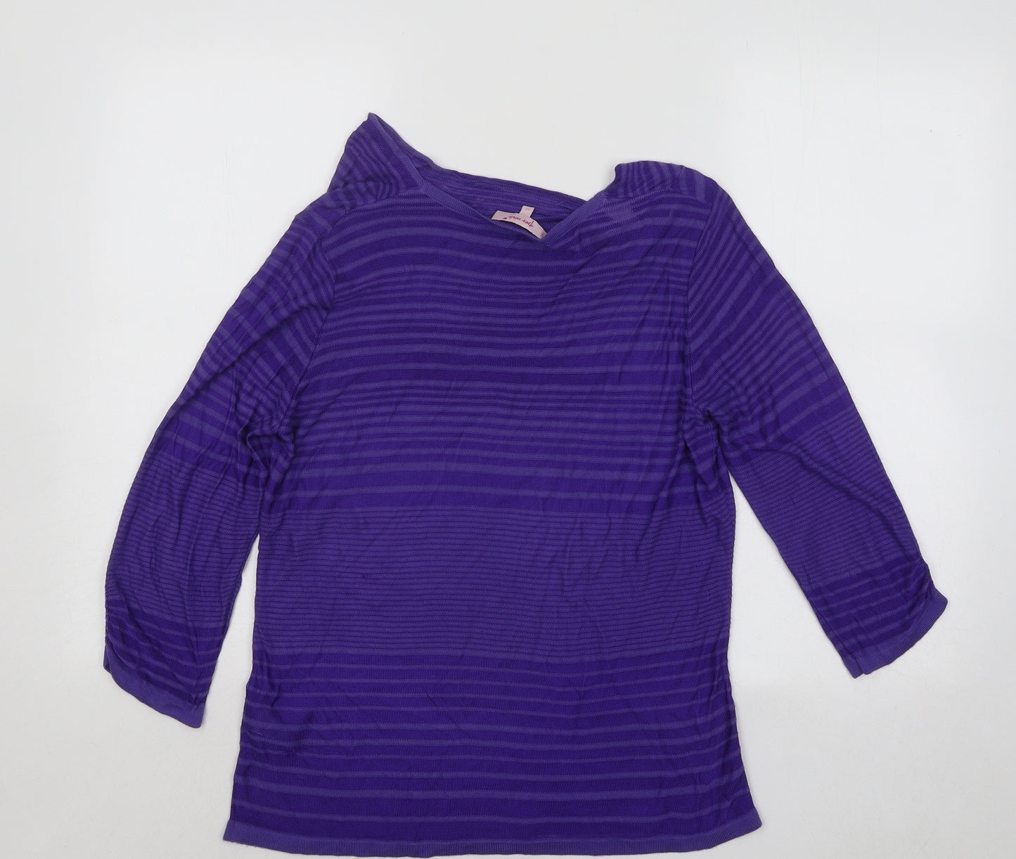 Per Una Womens Purple Round Neck Striped Viscose Pullover Jumper Size 12