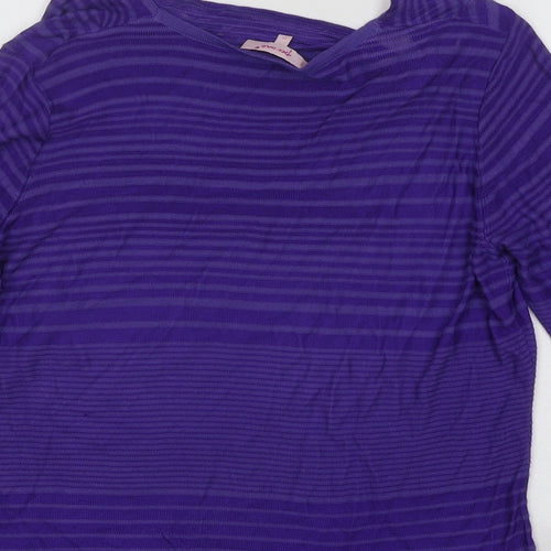 Per Una Womens Purple Round Neck Striped Viscose Pullover Jumper Size 12