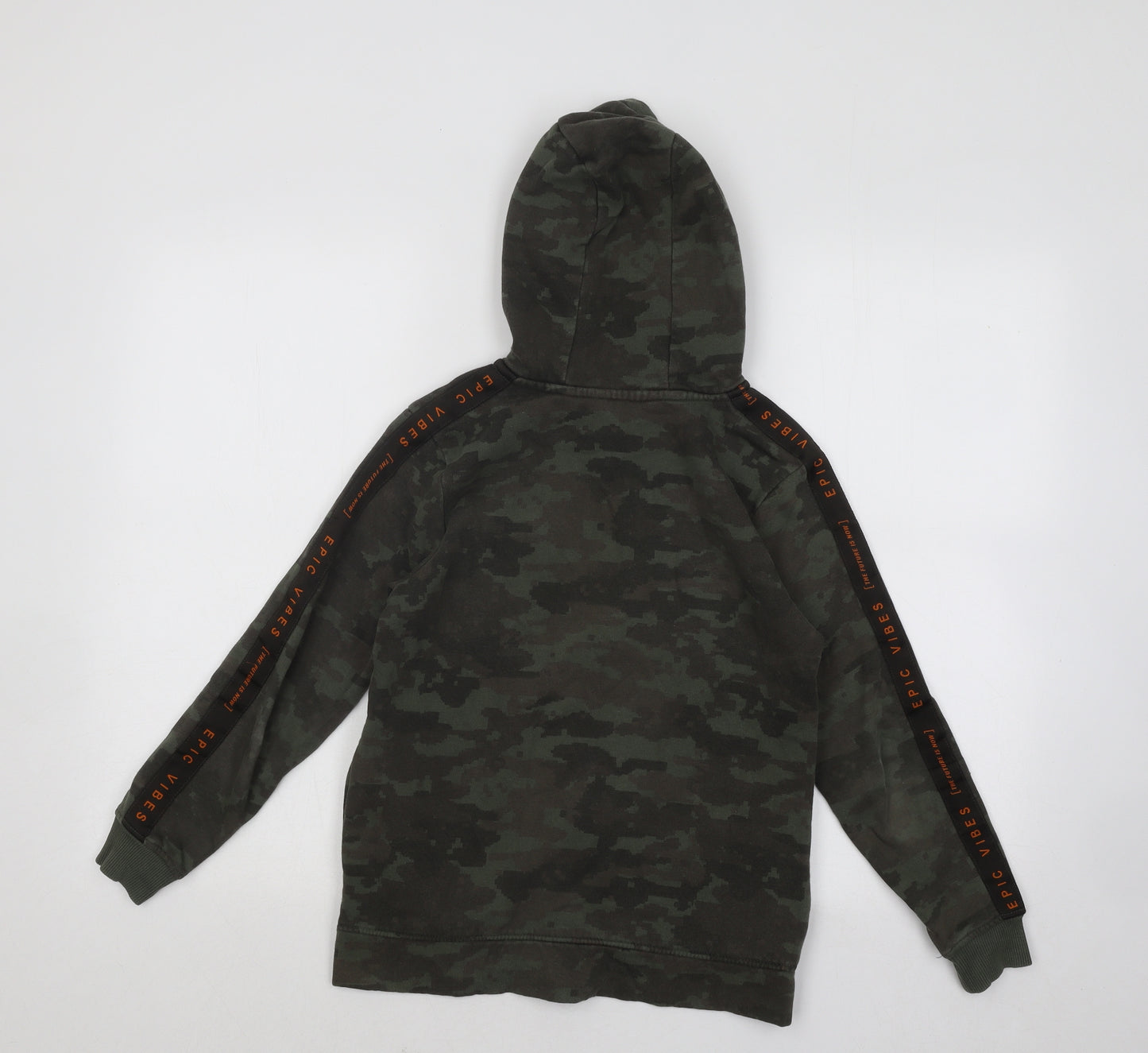 George Boys Green Camouflage Cotton Full Zip Hoodie Size 10-11 Years Zip - Epic Vibes