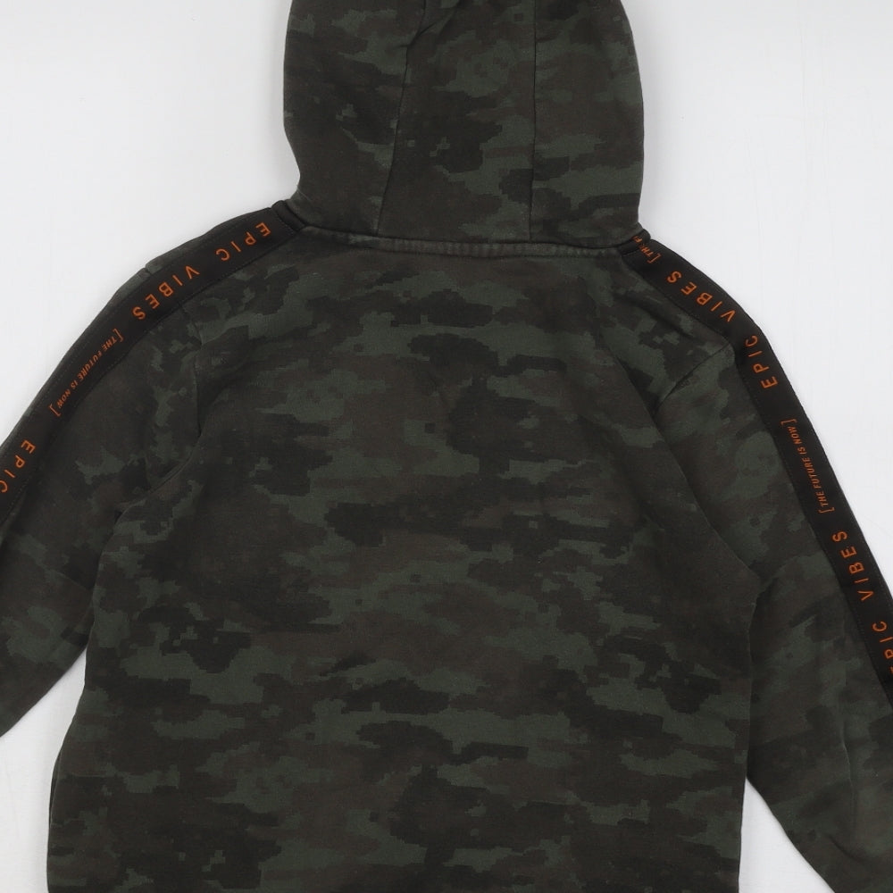 George Boys Green Camouflage Cotton Full Zip Hoodie Size 10-11 Years Zip - Epic Vibes