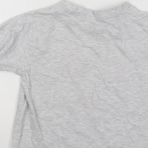 Primark Boys Grey Cotton Basic T-Shirt Size 7-8 Years Round Neck Pullover - Football