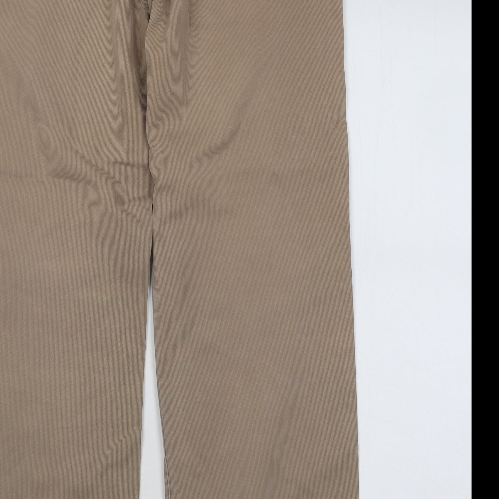 Lee Cooper Mens Brown Cotton Chino Trousers Size 34 in L32 in Regular Button