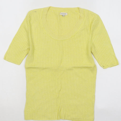 River Island Womens Yellow Scoop Neck Viscose Pullover Jumper Size 10 - Ribbed