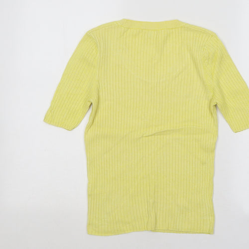 River Island Womens Yellow Scoop Neck Viscose Pullover Jumper Size 10 - Ribbed