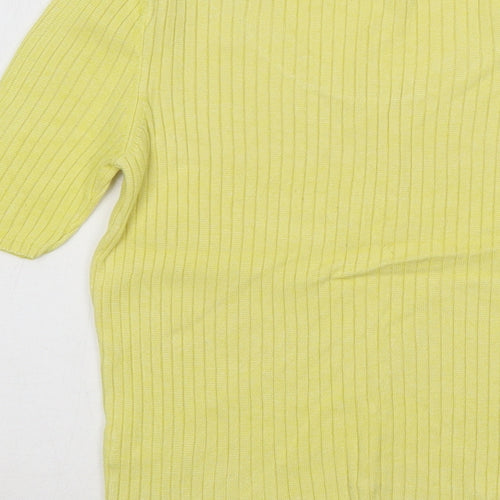 River Island Womens Yellow Scoop Neck Viscose Pullover Jumper Size 10 - Ribbed