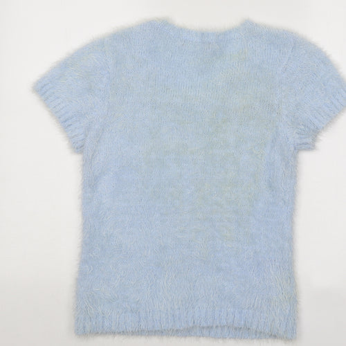 George Womens Blue Scoop Neck Nylon Pullover Jumper Size 10