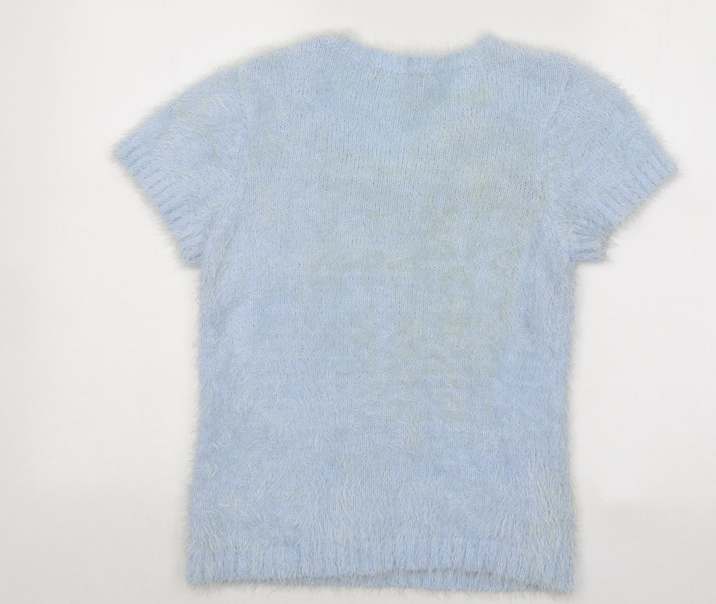 George Womens Blue Scoop Neck Nylon Pullover Jumper Size 10