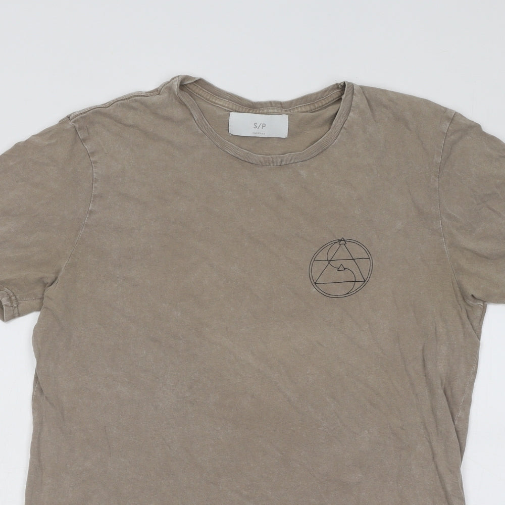 Cotton On Mens Beige Cotton T-Shirt Size S Round Neck - Accidental Mystic