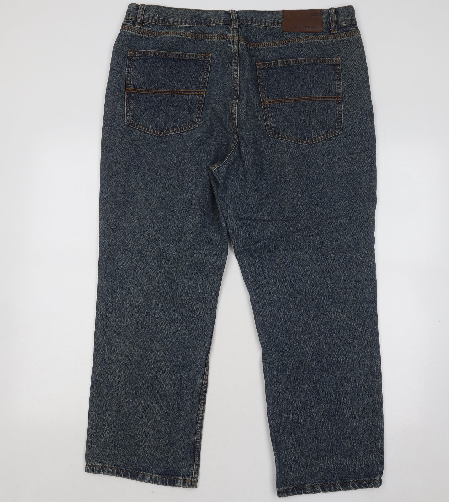 Cotton Traders Mens Blue Cotton Straight Jeans Size 38 in L25 in Regular Zip