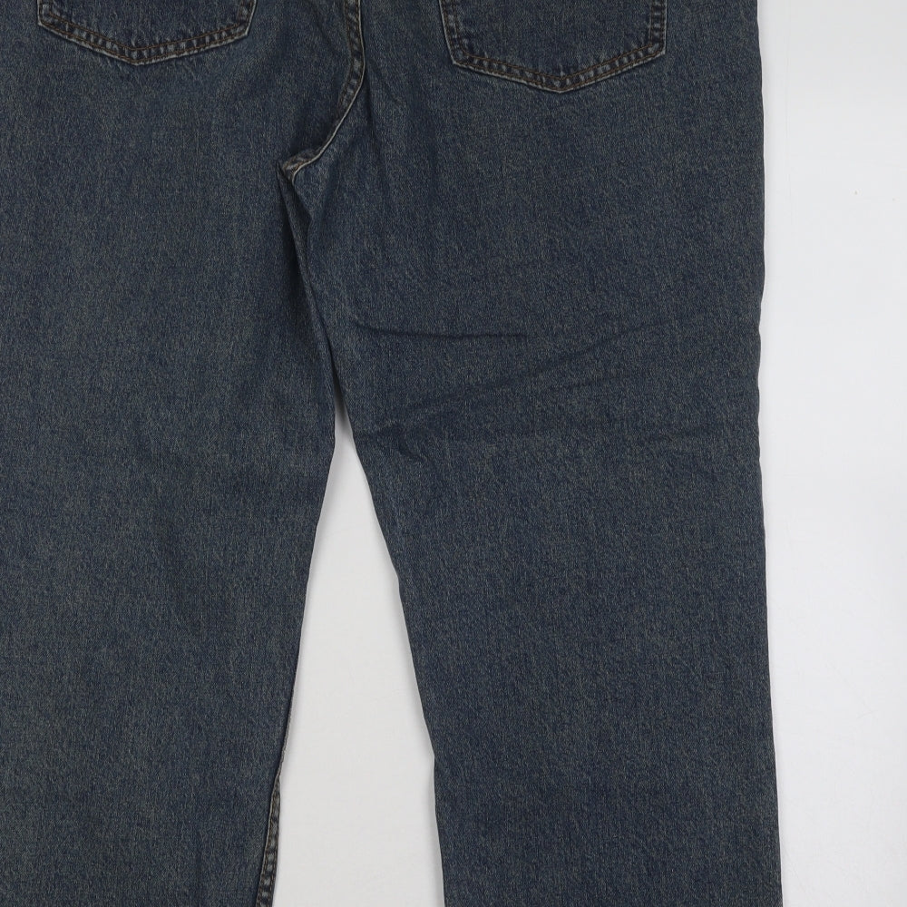 Cotton Traders Mens Blue Cotton Straight Jeans Size 38 in L25 in Regular Zip