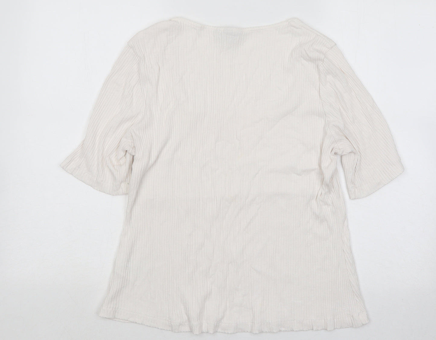 H&M Womens White Square Neck Viscose Pullover Jumper Size XL - Ribbed