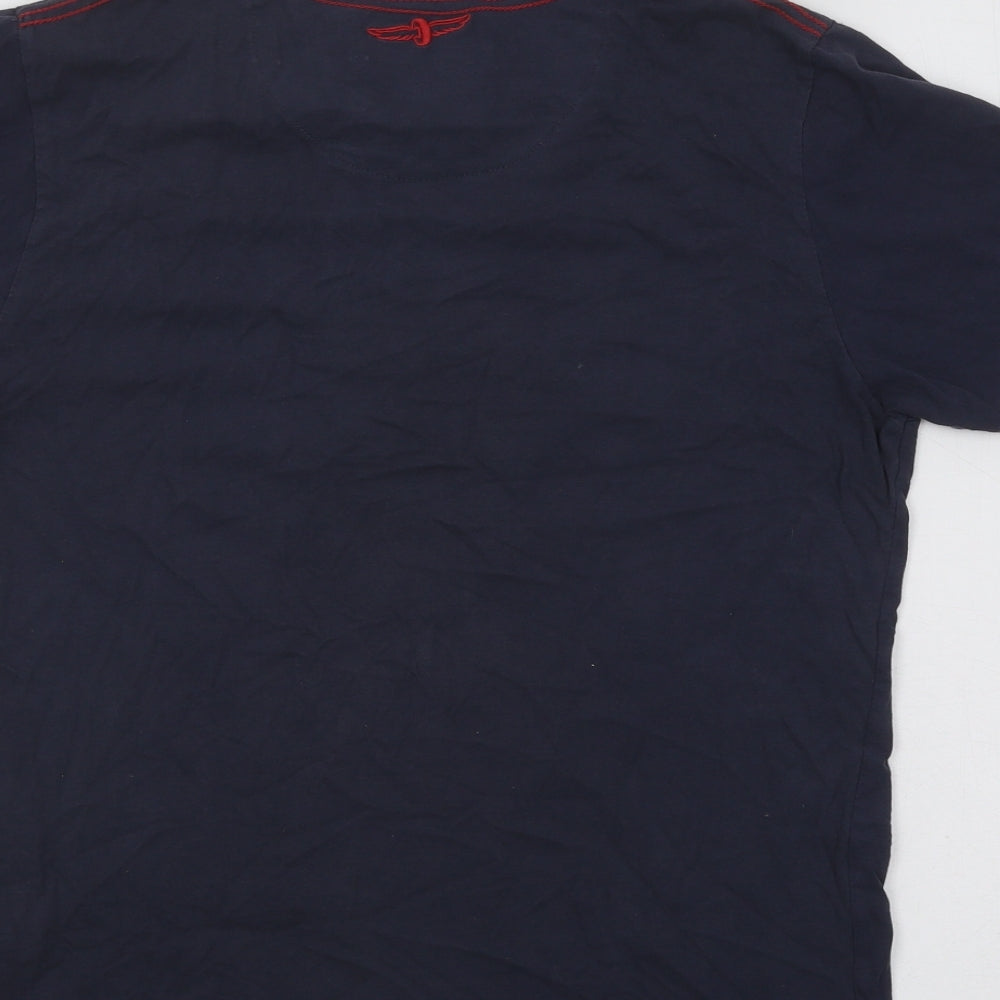 Brave Soul Mens Blue Cotton T-Shirt Size M Round Neck - Kamakazi Legends