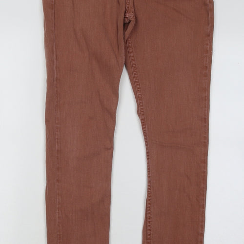 Topshop Womens Orange Cotton Skinny Jeans Size 30 in L32 in Regular Button