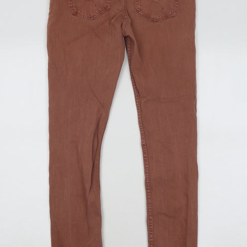 Topshop Womens Orange Cotton Skinny Jeans Size 30 in L32 in Regular Button