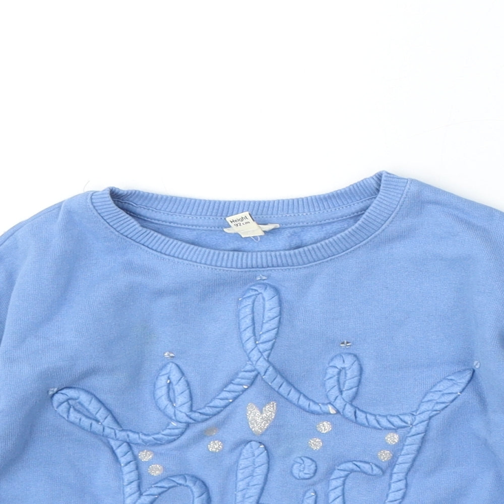 River Island Girls Blue Cotton Pullover Jumper Size 18-24 Months - Chic