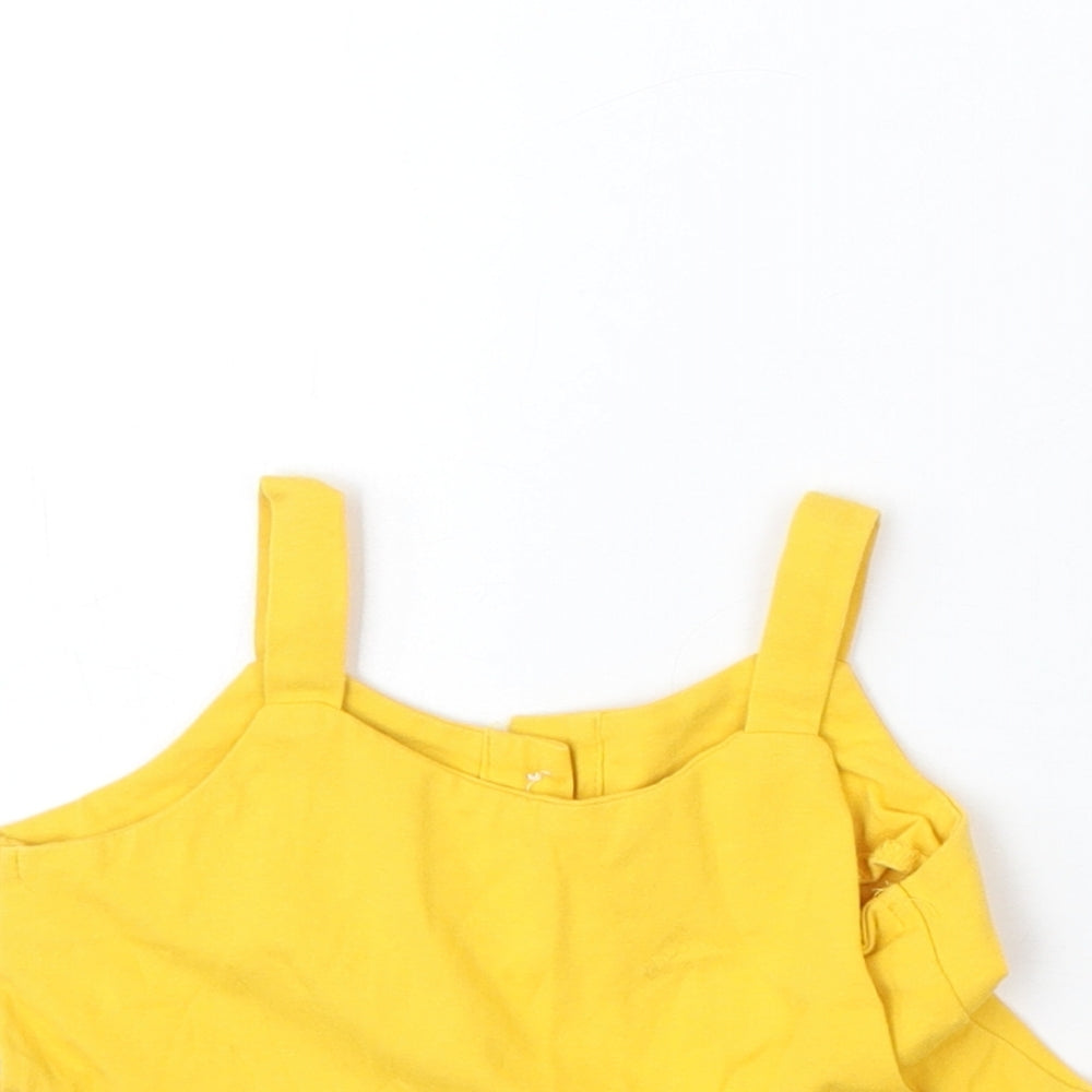 Preworn Girls Yellow Cotton Basic Blouse Size 2-3 Years Round Neck Button