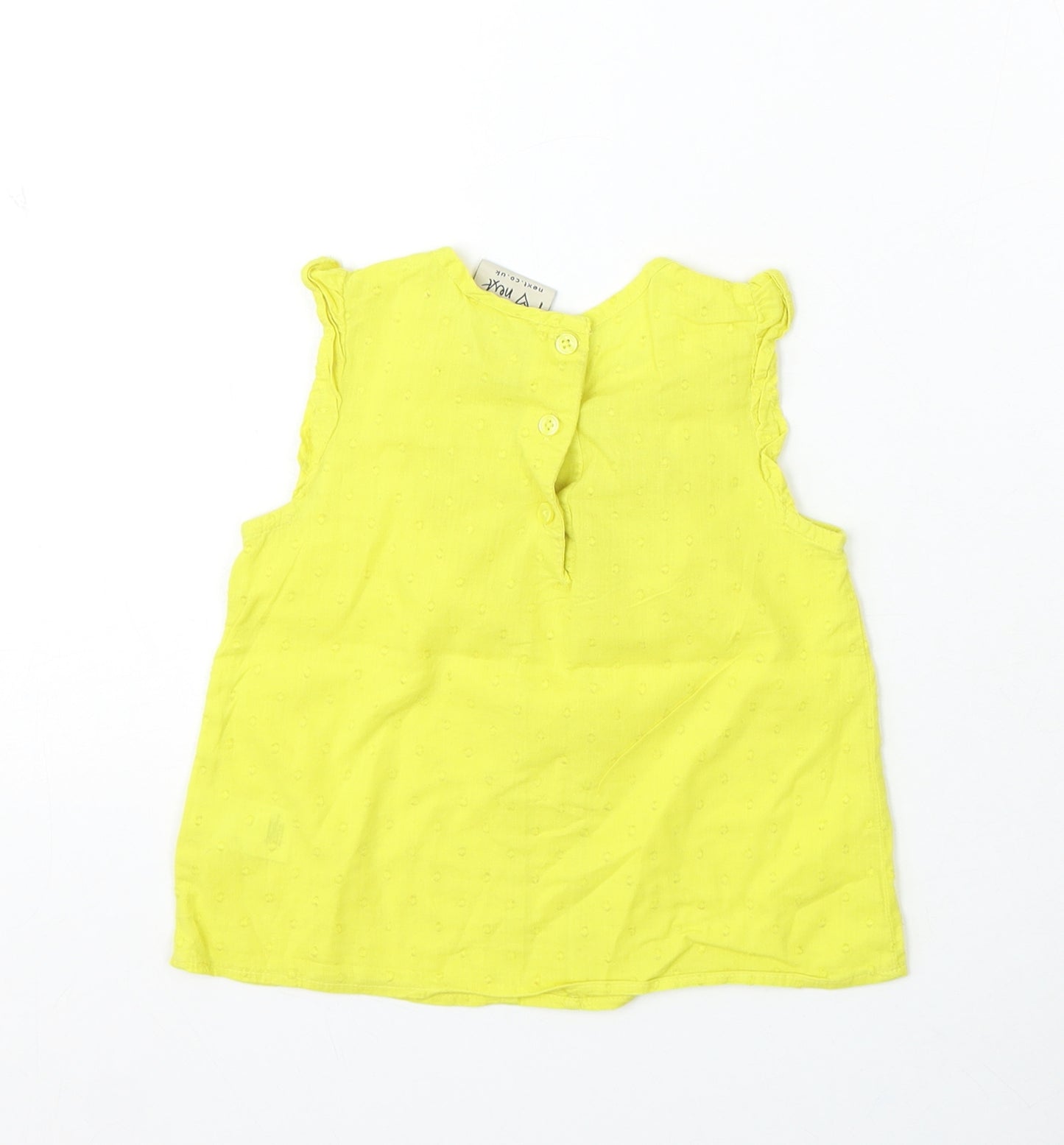 NEXT Girls Yellow Cotton Basic Blouse Size 18-24 Months Round Neck Button