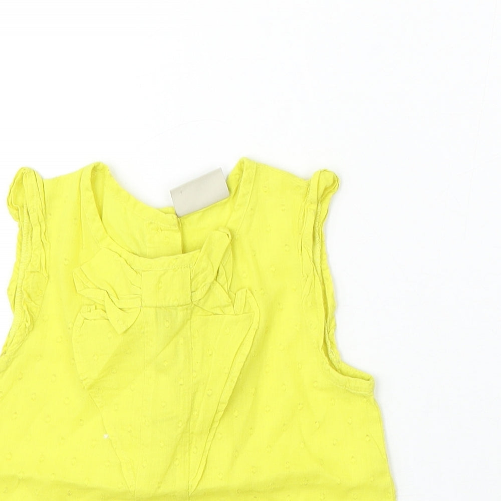 NEXT Girls Yellow Cotton Basic Blouse Size 18-24 Months Round Neck Button