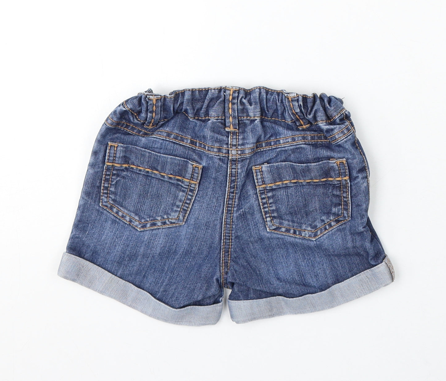 NEXT Girls Blue Cotton Cropped Trousers Size 18-24 Months Button - Shorts