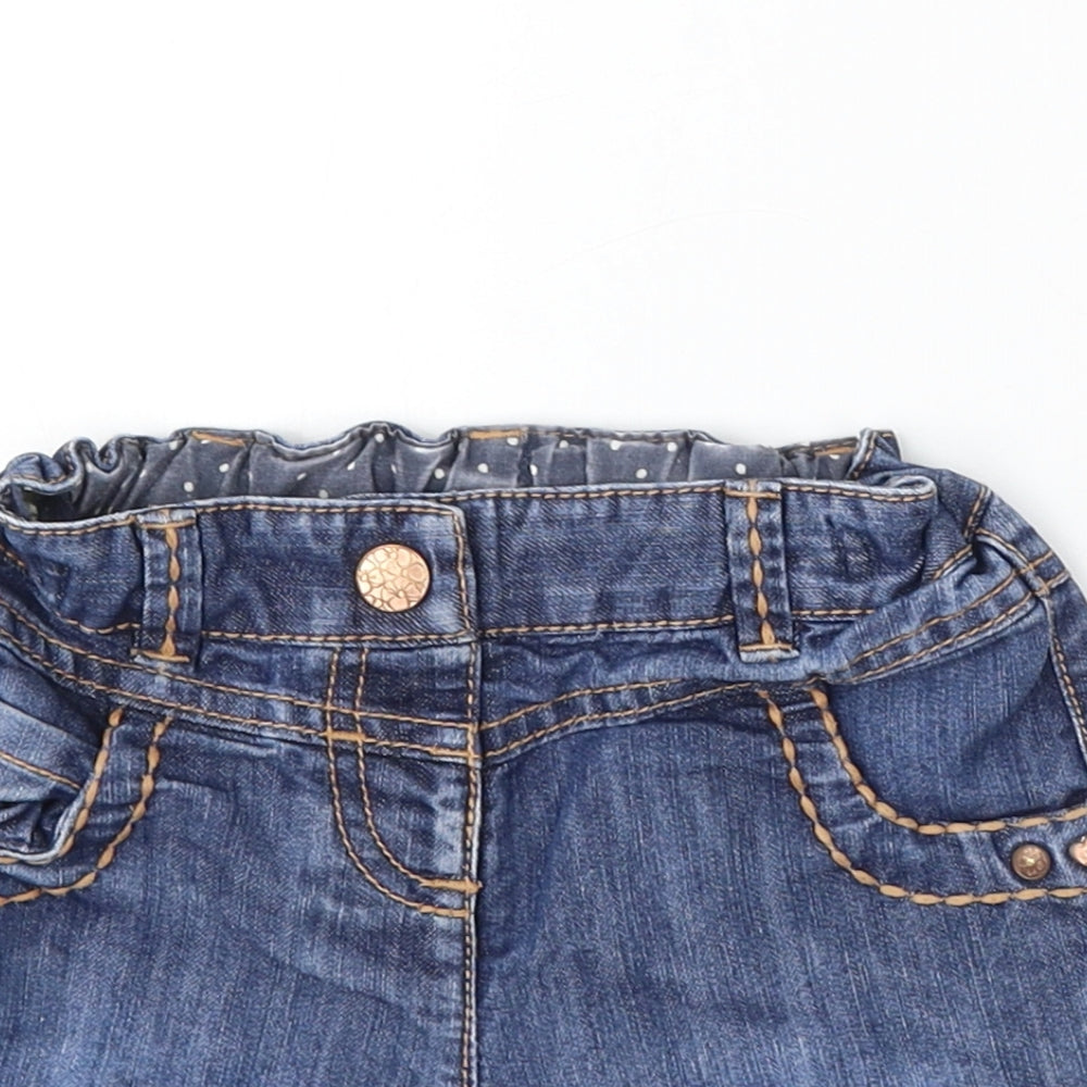 NEXT Girls Blue Cotton Cropped Trousers Size 18-24 Months Button - Shorts