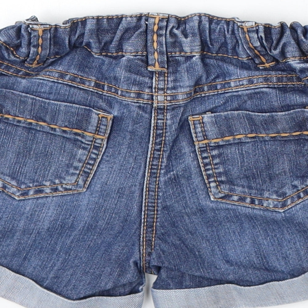 NEXT Girls Blue Cotton Cropped Trousers Size 18-24 Months Button - Shorts