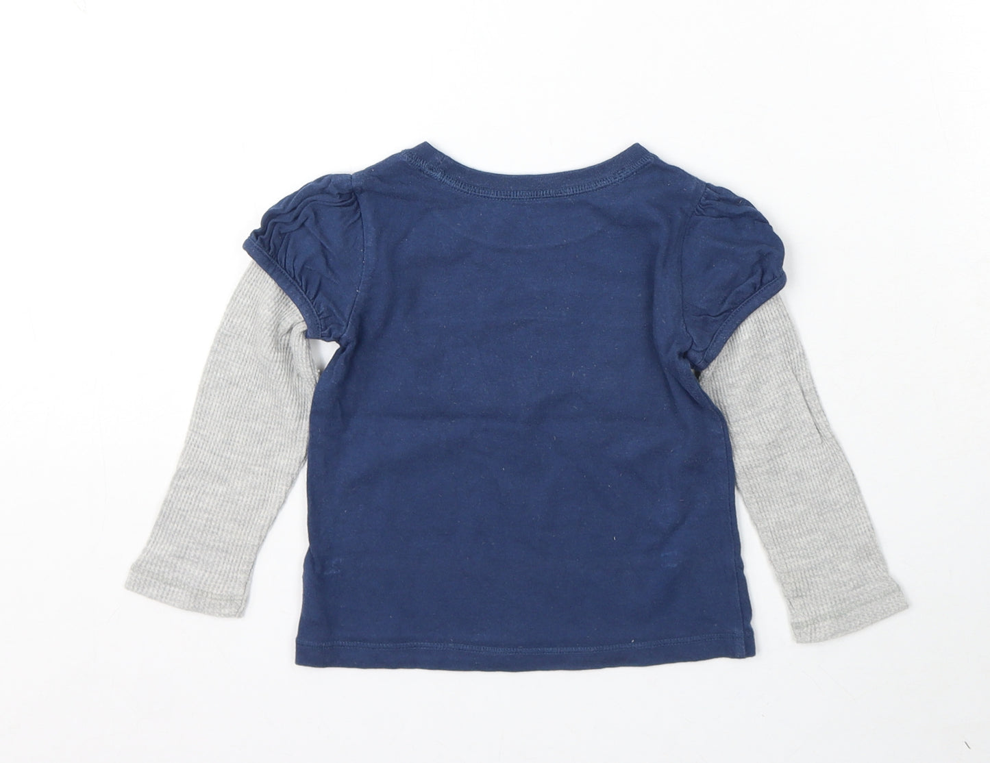 Gap Girls Blue Cotton Basic T-Shirt Size 18-24 Months Round Neck